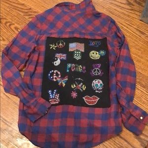 Girls Butter bedazzled flannel shirt